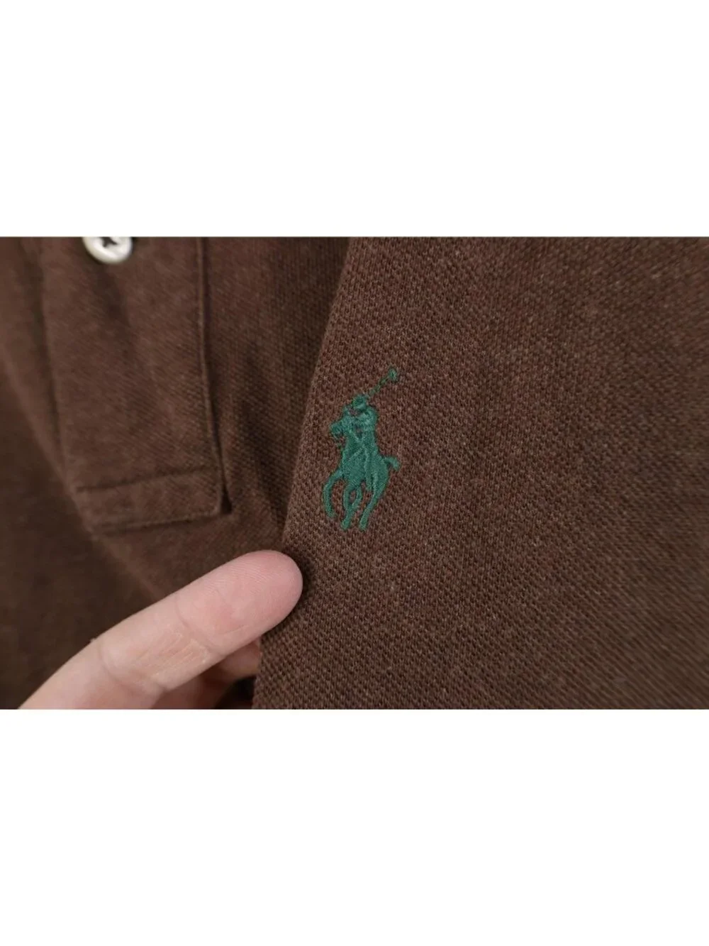 Vintage 90s Ralph Lauren Mens Medium Faded Cotton Knit Golf Polo Shirt Brown
